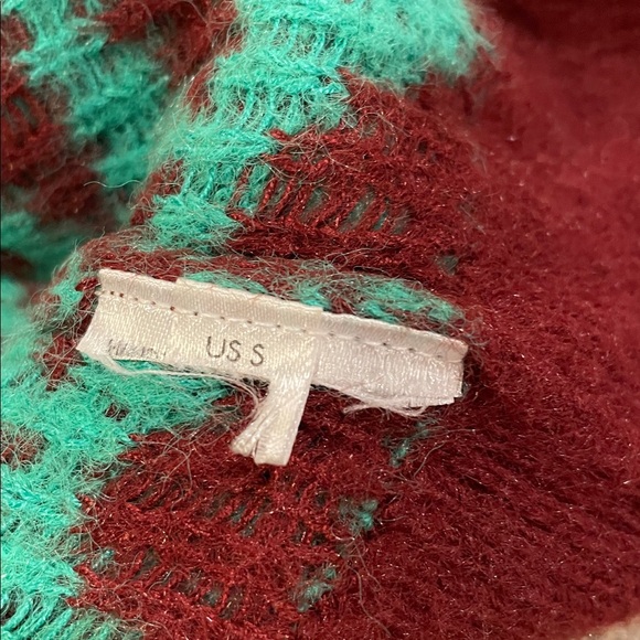 Free People Through The Motions Vest Green & Burgundy Brown Oversized Size Small - Picture 8 of 8